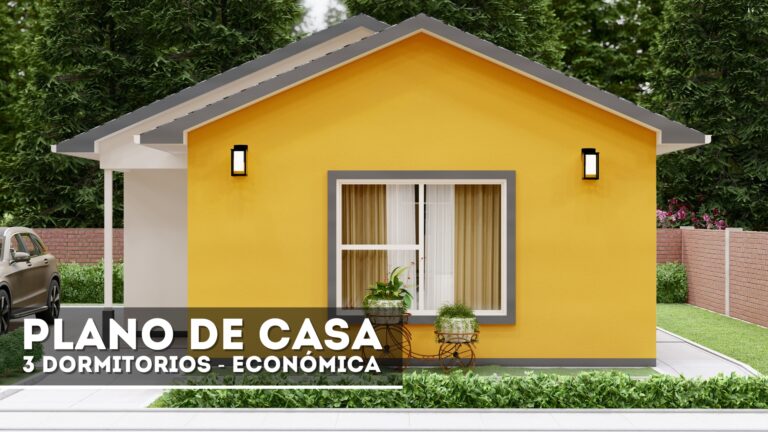 Plano de casa económica de 3 dormitorios para descargar en PDF y DWG